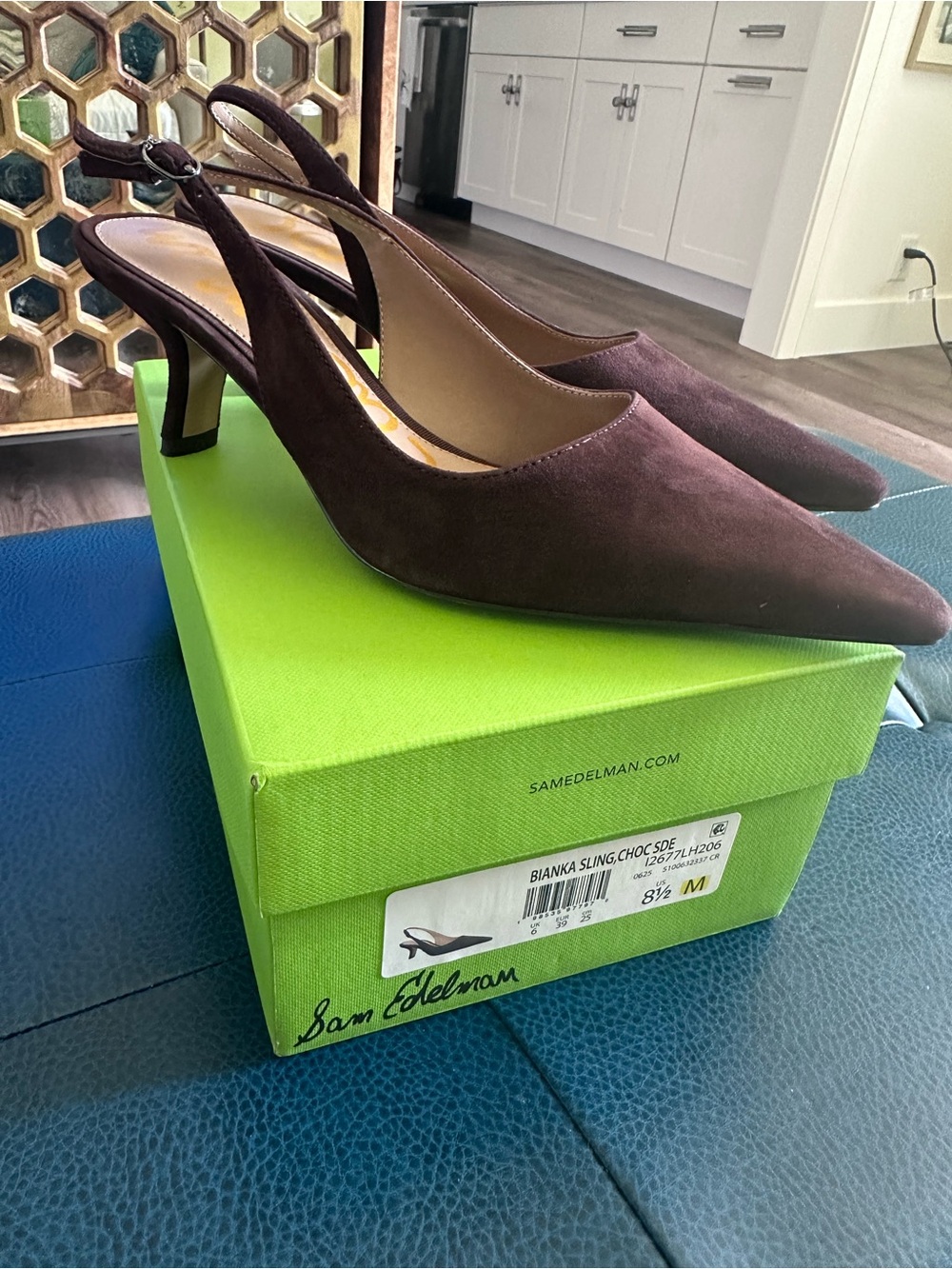 Sam Edelman Bianka Slingback Heels in Dark Brown Suede